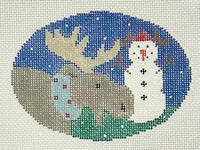 Moose w/ Snowman Oval
