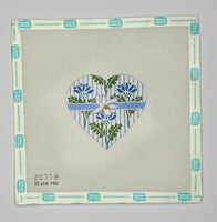Blue and White Floral Pinstripe
