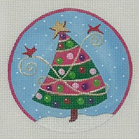 Pink and Green Striped Tree Ornament
