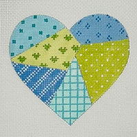 Blue & Green Patchwork Mini Heart