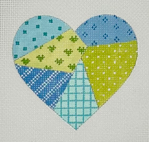 Blue & Green Patchwork Mini Heart