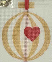 Red Heart Gold Stripe Ornament
