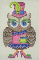 Owl with Pink & Blue Hat, Dress, Shoes
