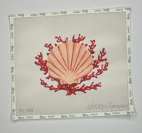Scallop Shell with Coral
