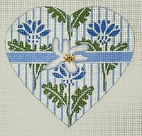 Blue and White Floral Pinstripe
