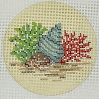 Cowrie with Coral & Pheasant Shell Round
