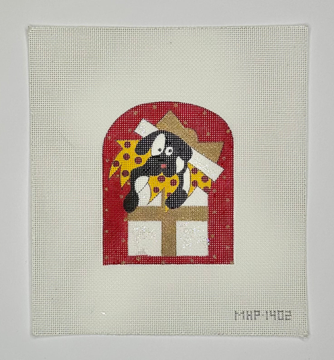 Percy Puppy Present | Needlepoint Destashing