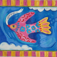 Joyful Flying Bird w/Pink & Yellow Border