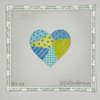 Blue & Green Patchwork Mini Heart