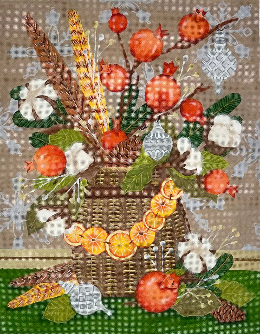 Pomegranates with stitch guide