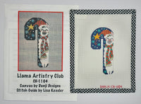Dark Blue Llama Candy Cane with stitch guide
