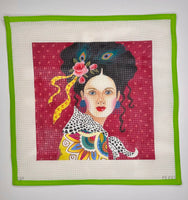 Lady with Maroon Background
