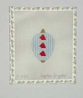 Red Santa Hats on Blue Stripe Bauble

