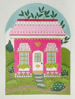 Valentines House - Pink House White Door with stitch guide
