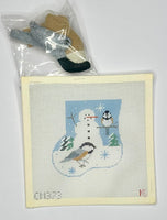 Stuffed Mini Sock: Snowman with Chickadee

