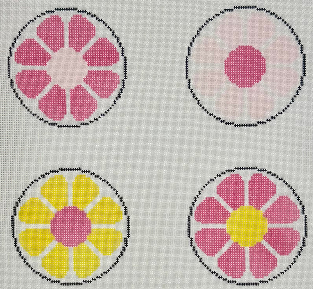 Mod Floral Coasters - Pink and Yellow