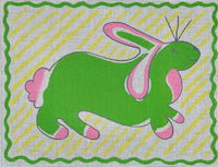 Rabbit - Pink & Green on Yellow Stripes
