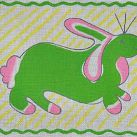 Rabbit - Pink & Green on Yellow Stripes