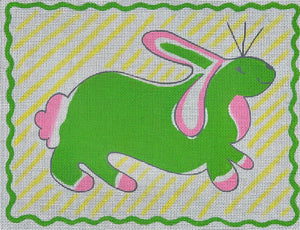 Rabbit - Pink & Green on Yellow Stripes