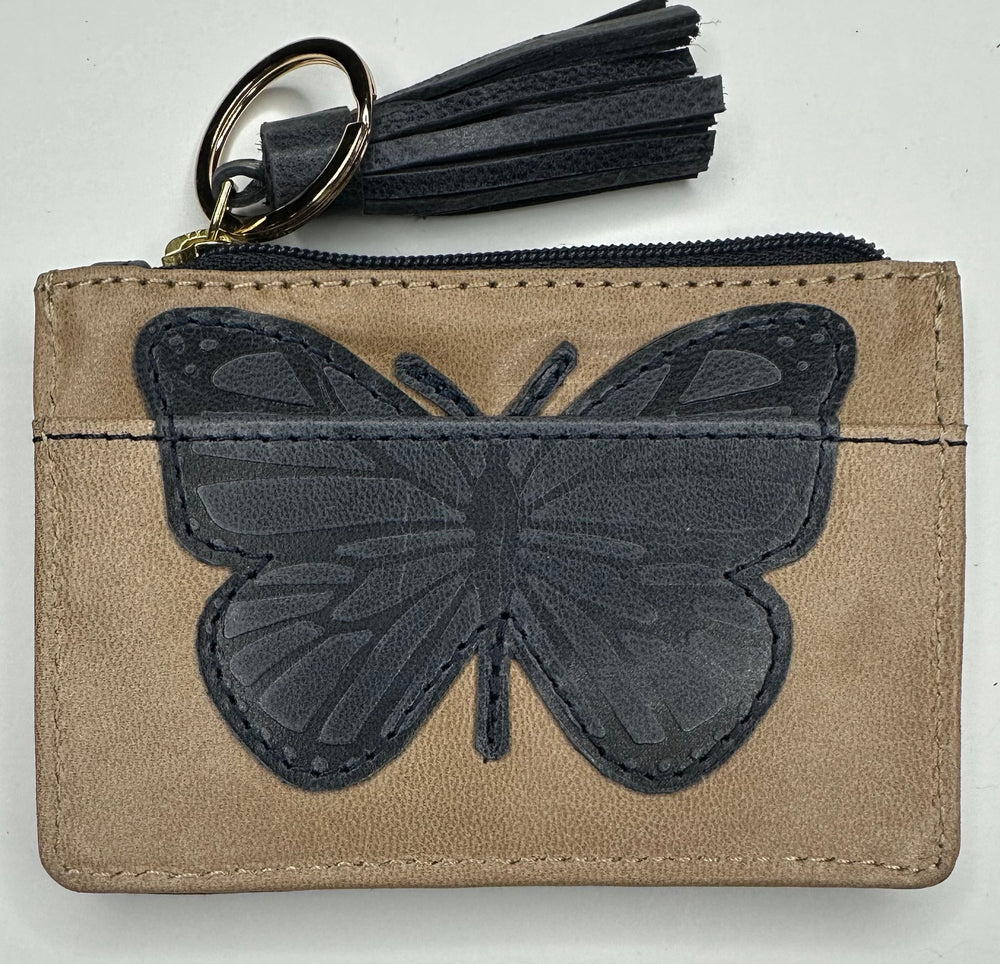 Self Finishing Butterfly Wallet - Tan/Blue