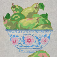 Green Pears in a Blue Bowl