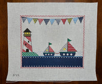 Patterned Sailboats Birth Announcement
