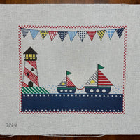 Patterned Sailboats Birth Announcement