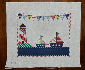 Patterned Sailboats Birth Announcement