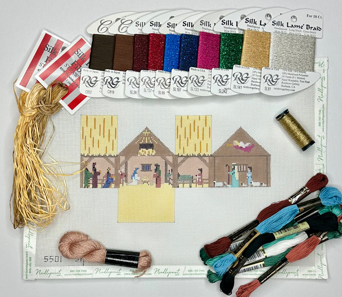 Nativity Mini House with threads | Needlepoint Destashing