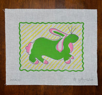 Rabbit - Pink & Green on Yellow Stripes
