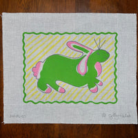 Rabbit - Pink & Green on Yellow Stripes