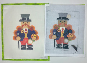 Turkey Nutcracker with stitch guide Needlepoint Destashing