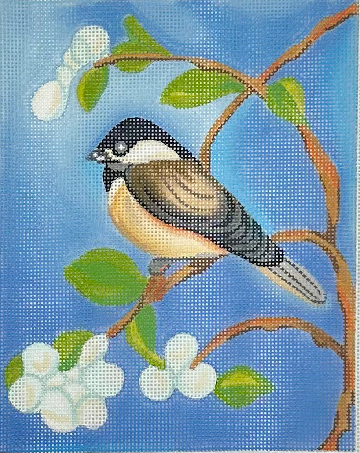 Chickadee with Spring Blossoms