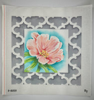 Peach Floral with Quatrefoil Border
