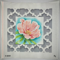 Peach Floral with Quatrefoil Border