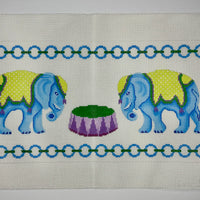 Blue Elephants Monogram Pillow