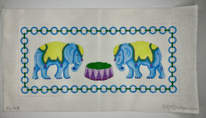 Blue Elephants Monogram Pillow
