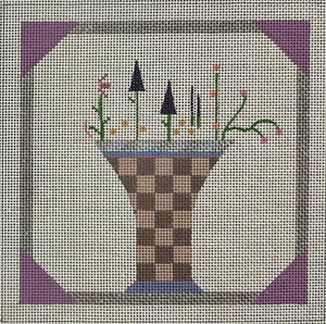 Checker Vase with stitch guide and beads