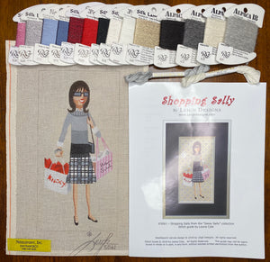Shopping Sally with stitch guide and threads