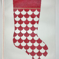 Red/White Scalloped Stocking