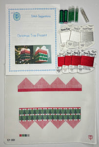 Christmas Tree Present with stitch suggestions and threads