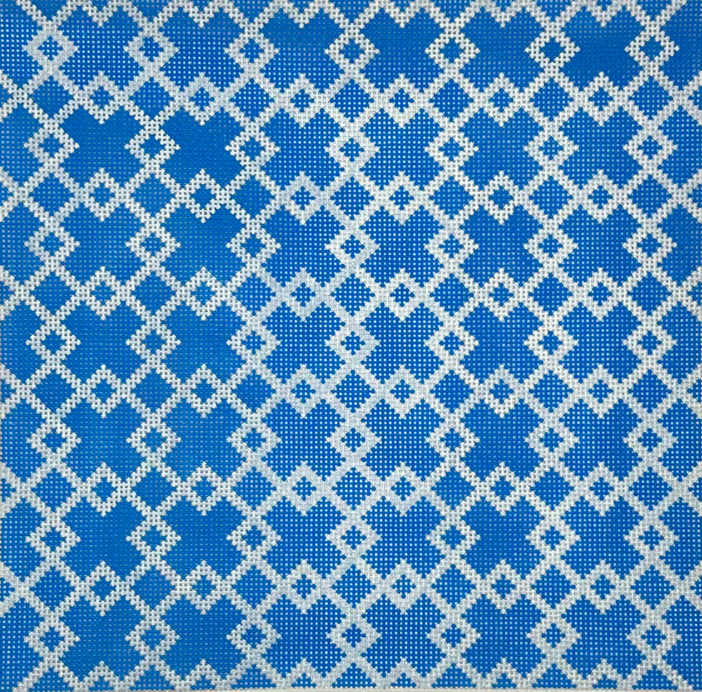 Blue and White Geometric Pattern Pillow