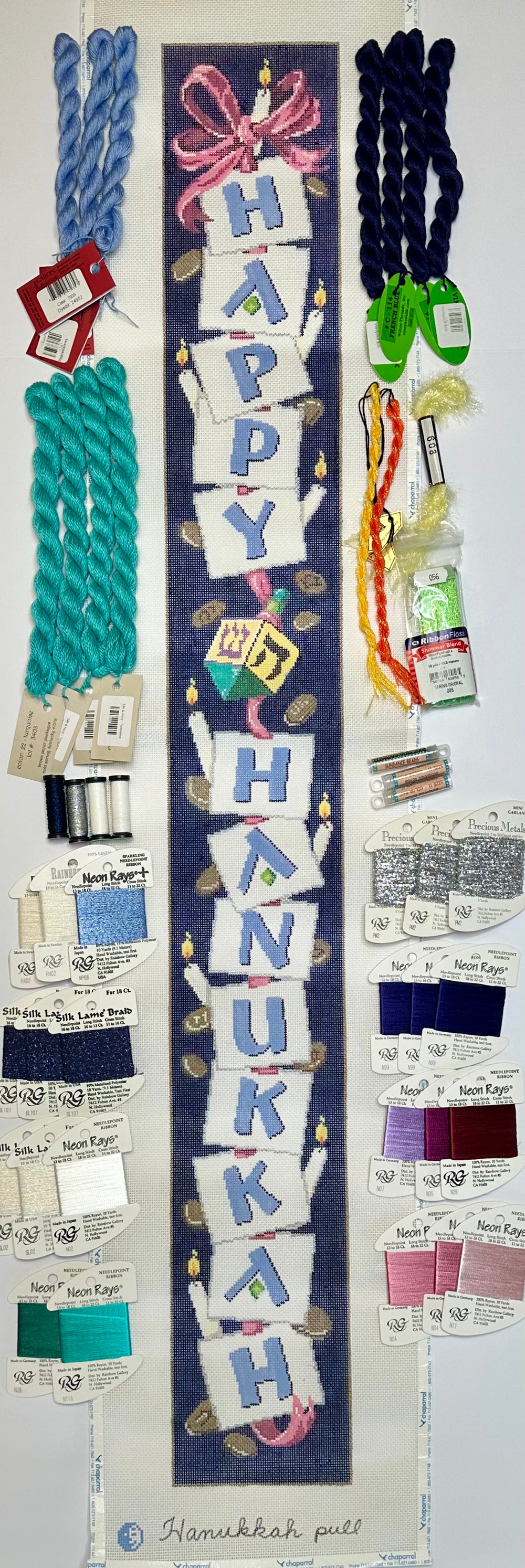 Happy Hanukkah Bell Pull with threads