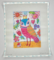 Spunky Owl w/Crown and Flowers
