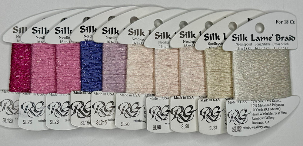 10 cards of Silk Lame Braid 18ct