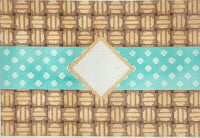 Wicker Polka Dot Monogram Clutch/Aqua
