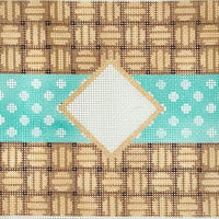 Wicker Polka Dot Monogram Clutch/Aqua