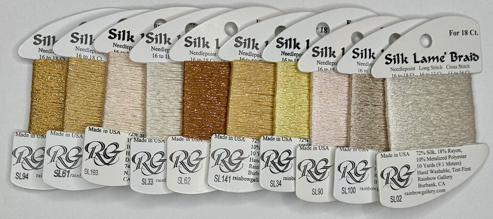 10 cards of Silk Lame Braid 18ct