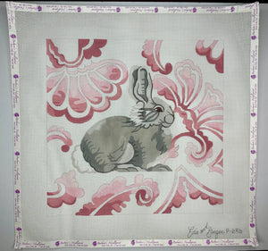 Bunny - Pink Background Pillow