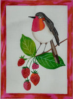 Bird with Strawberry Branch
